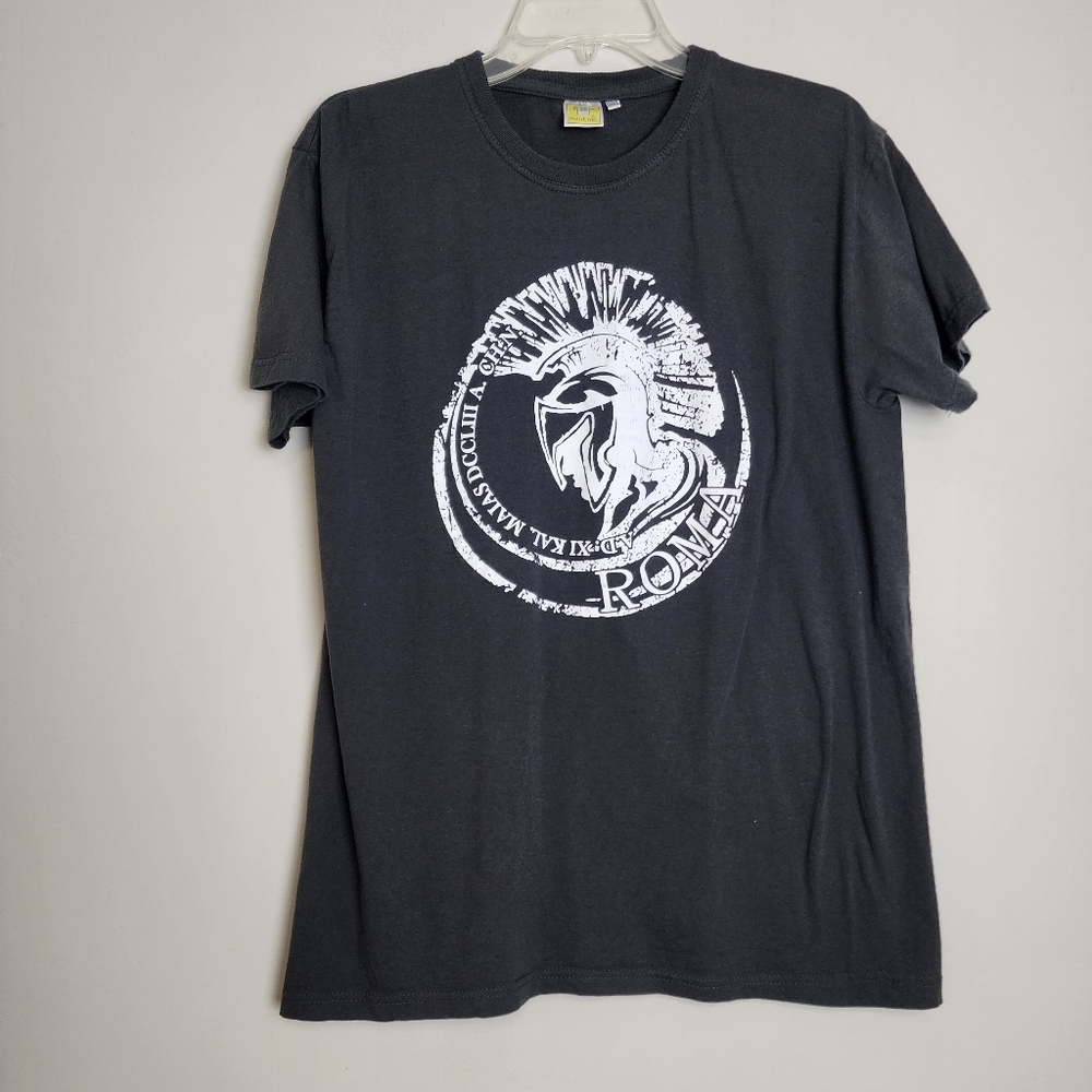 Black womens Roma spartan helmet black t-shirt‎